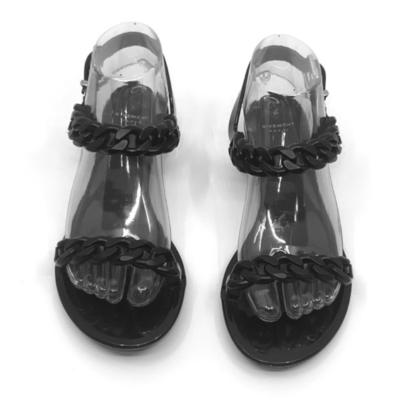 GIVENCHY Rubber Chain Ankle Strap Black Women’s Sandals NEW Size 8 - Picture 9 of 15